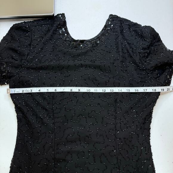 Vintage Stenay Silk Beaded Low Back Cocktail Dress Women's 10 Elegant‎ Evening - Picture 8 of 10